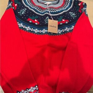 Boden Festive Red and Green Sweater